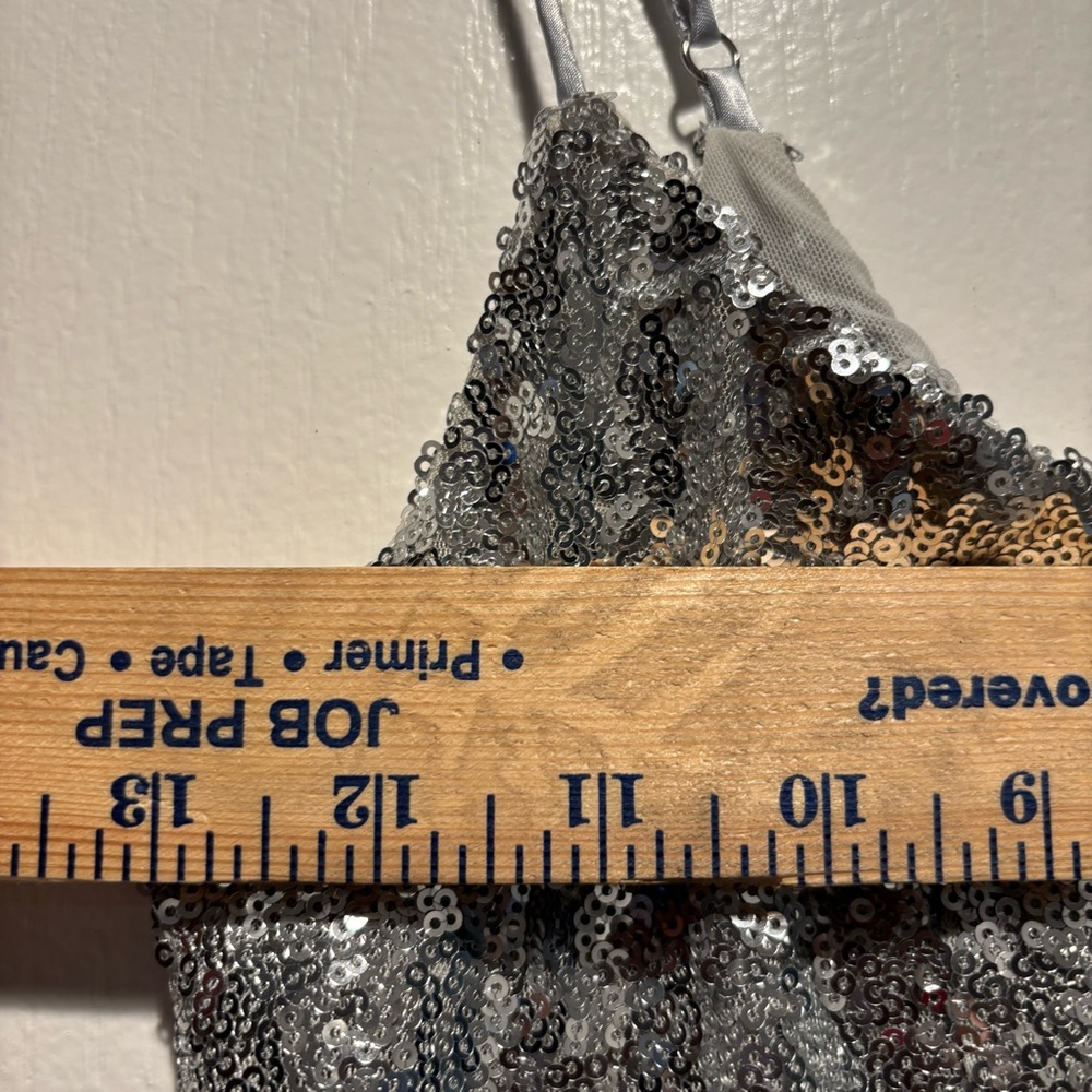 NWT Urban Outfitters Greta Silver Sequin Slip Mini Dress - Picture 9 of 10